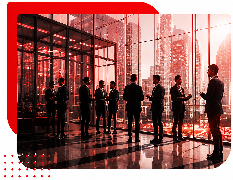 Business leaders networking at a corporate event